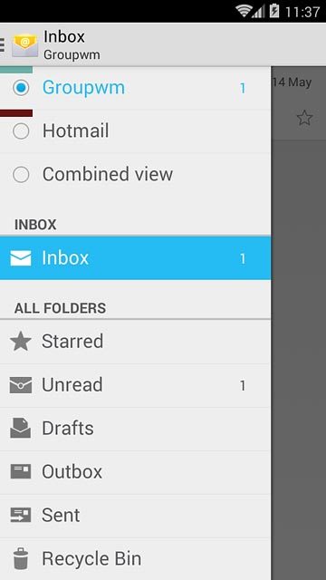 Press the required email account.