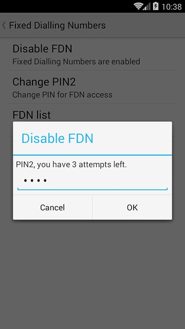 Key in your PIN2 and press OK.