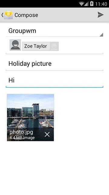 Press the send icon when you've finished your email message.