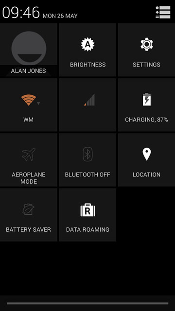 Slide two fingers down the display starting from the top edge of your phone.Press SETTINGS.