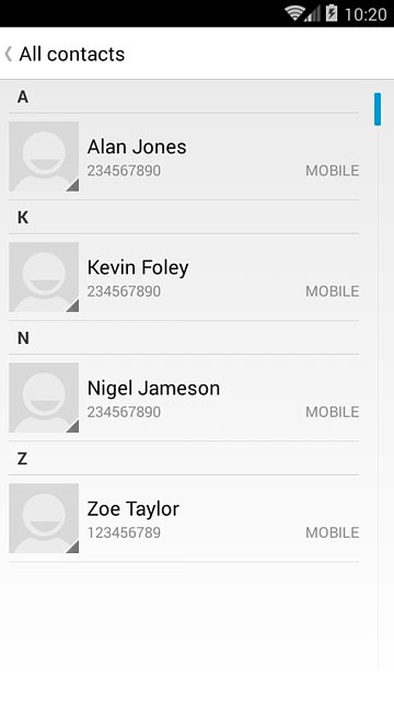 Press the required contact.