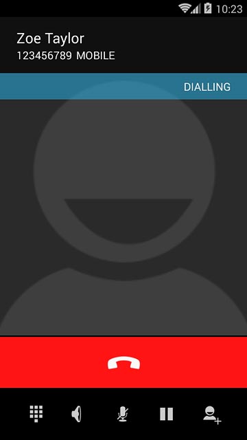 Press the end call icon.