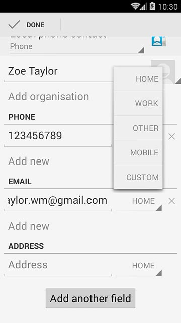 Press the required email type.
