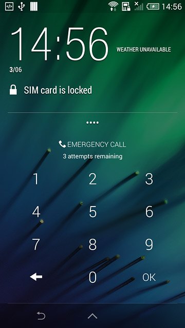 Key in your PIN and press OK.If your phone rejects the SIM:Contact your distributor or service provider where you bought your phone.
