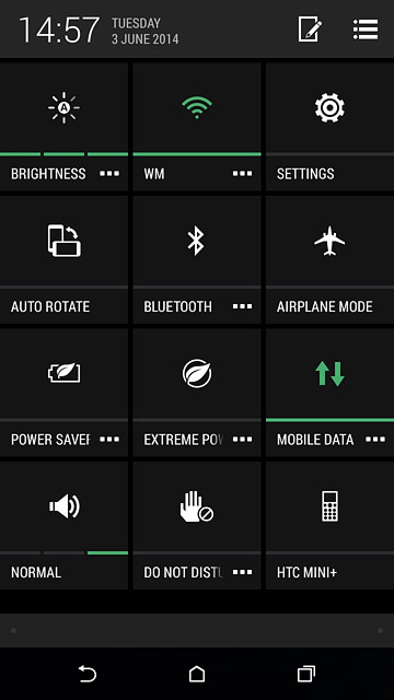 Slide two fingers down the display starting from the top edge of your phone.Press SETTINGS.