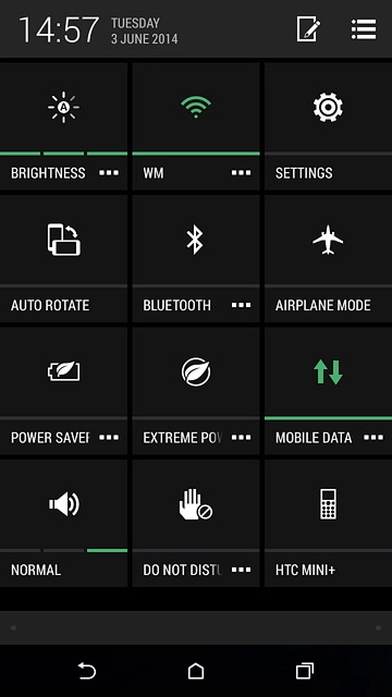 Slide two fingers down the display starting from the top edge of your phone.Press SETTINGS.
