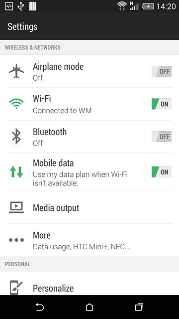 Press Mobile data.