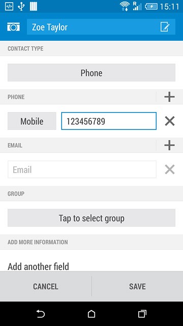 Press the field next to the phone number.