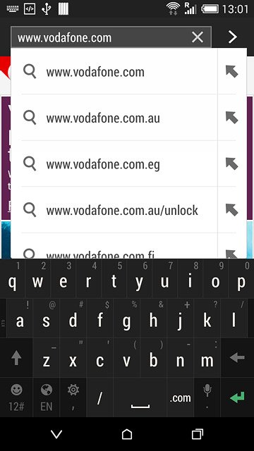 Key in the address of the required web page and press arrow right.