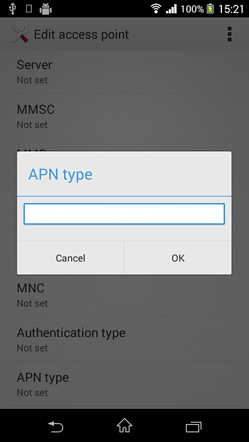Key in default and press OK.