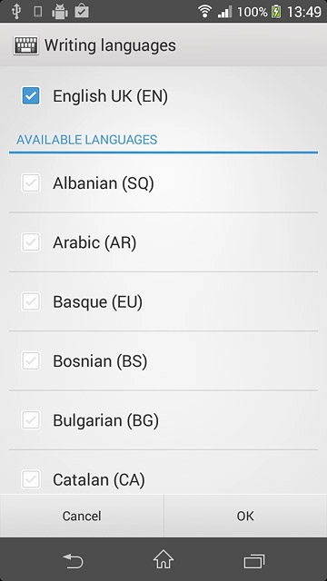 Press the required language until it's selected.