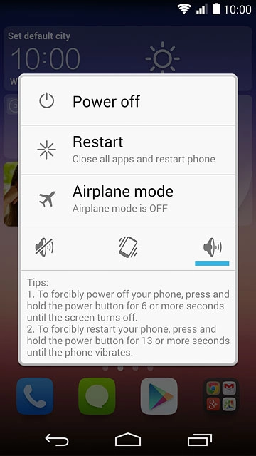 Press Airplane mode to turn the function on or off.