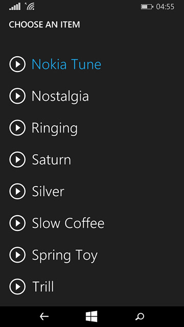 Once you've found a ring tone you like, press the required ring tone.
