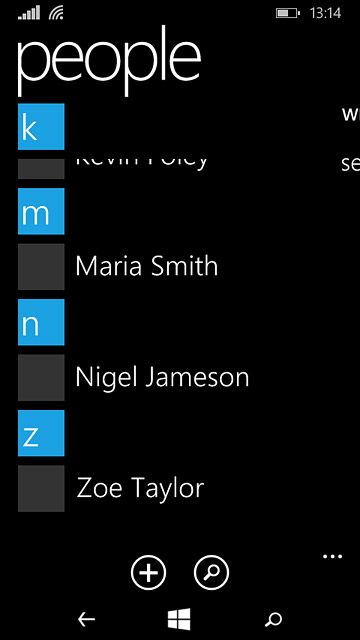 Press the required contact.The contact details are displayed.