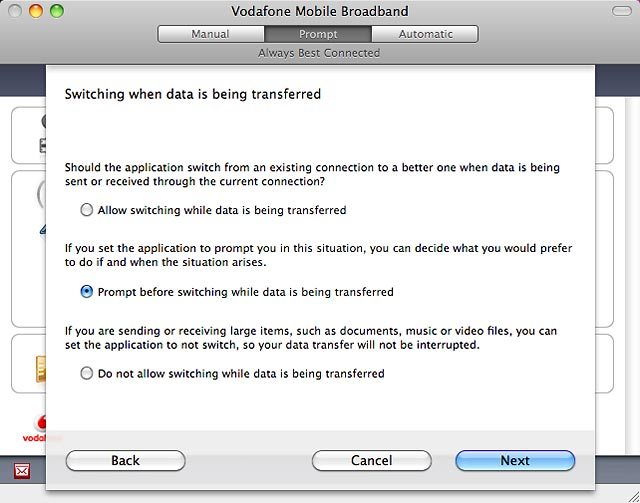 Prompt before switching while data is being transferred