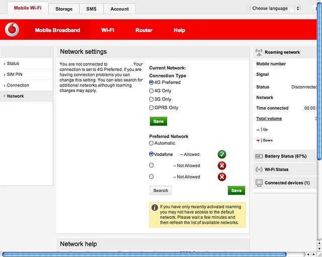Your router searches for networks within range.Highlight the required network and click Save.The screen will tell you if you have access to the network you've chosen.