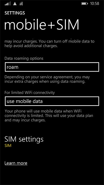 Press SIM settings.