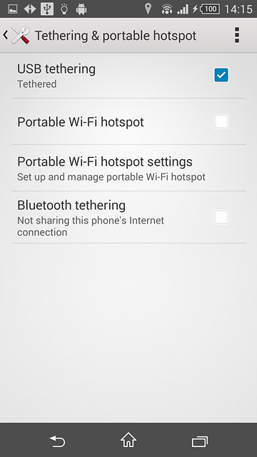 Press USB tethering until the function is turned on.