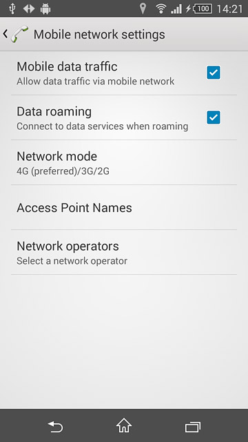 Press Mobile data traffic to turn the function on or off.