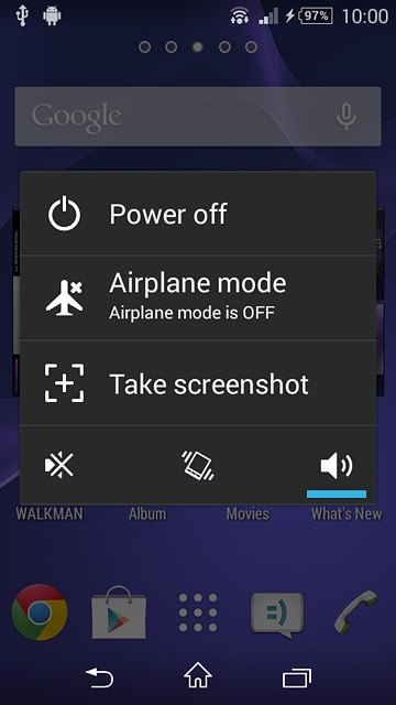 Press Airplane mode.Depending on the current setting, flight mode is turned on or off.