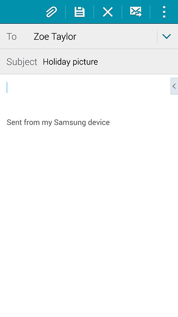 Press the text input field.Write the text for your email message.