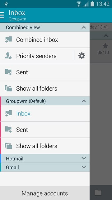 Press Inbox below the required email account.