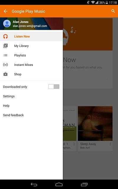 Slide your finger right on the display starting from the left side of the display.Press My Library.