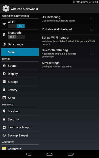 Press Set up Wi-Fi hotspot.