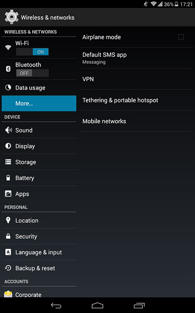 Press Tethering & portable hotspot.