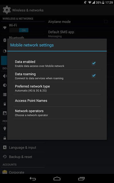 Press Data enabled to turn the function on or off.