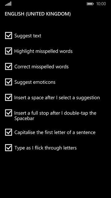 Press Suggest text until the function is turned on.