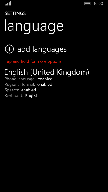 If the language isn't displayed on the list of languages:Press add languages.