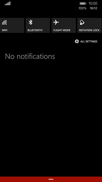 Slide your finger down the display starting from the top edge of your phone.Press ALL SETTINGS.