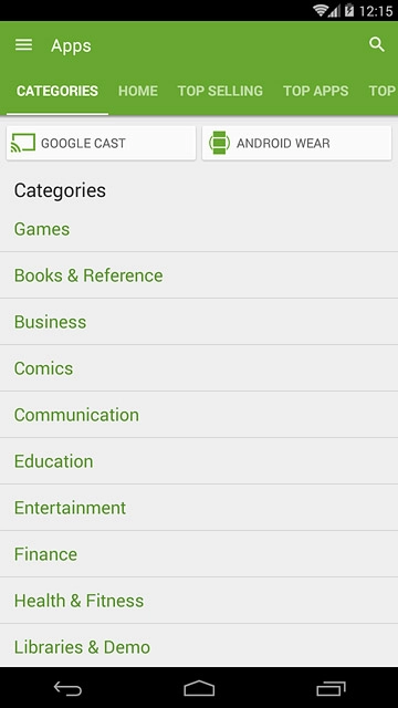 Press CATEGORIES.Go to the required category.