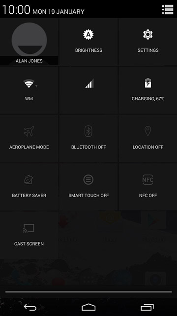 Slide two fingers down the display starting from the top edge of your phone.Press SETTINGS.