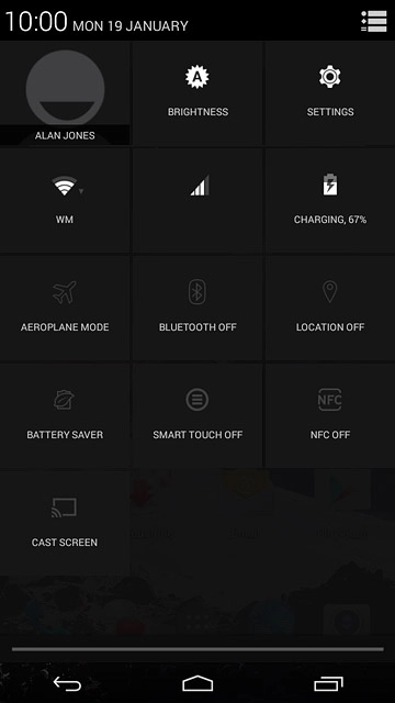 Slide two fingers down the display starting from the top edge of your phone.Press SETTINGS.