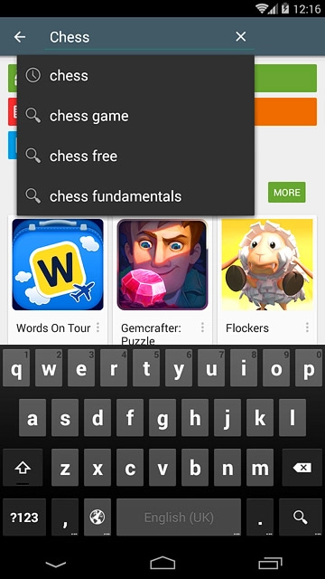 Key in the name of the required app and press the search icon.