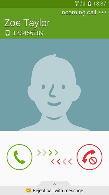 Press and drag the reject call icon left.