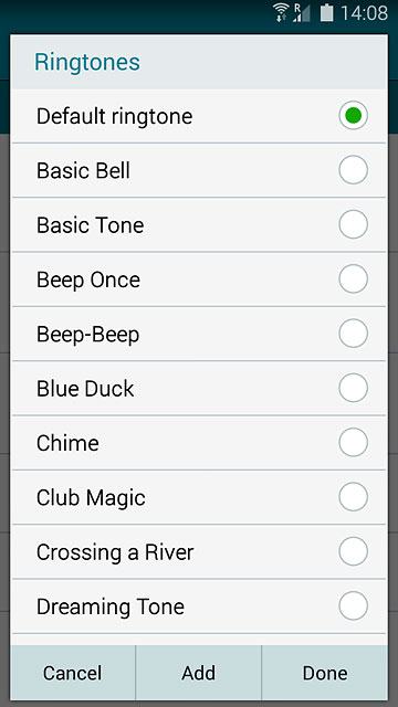 To assign one of your own ring tones:Press Add.