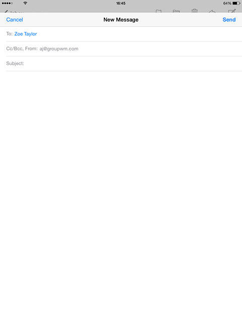 Press Subject and key in a subject for the email message.