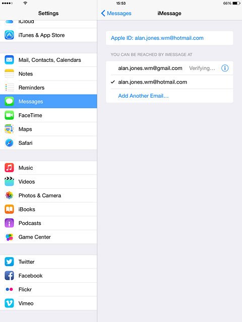 Press Messages to go back to the settings.