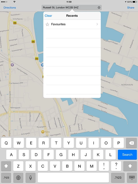 Key in the required destination and press Search.