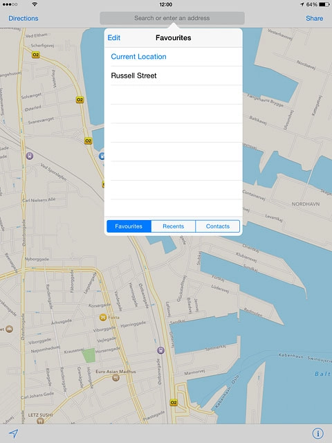 Press the required destination.