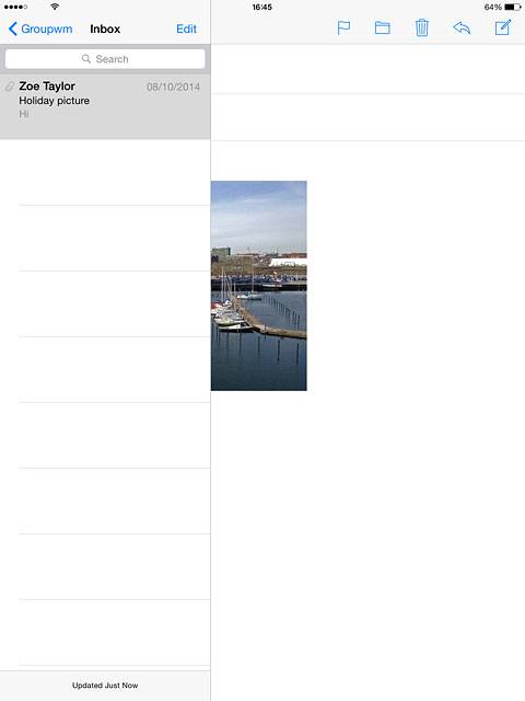 To see a list of email accounts:Press the field in the top left corner of the display.