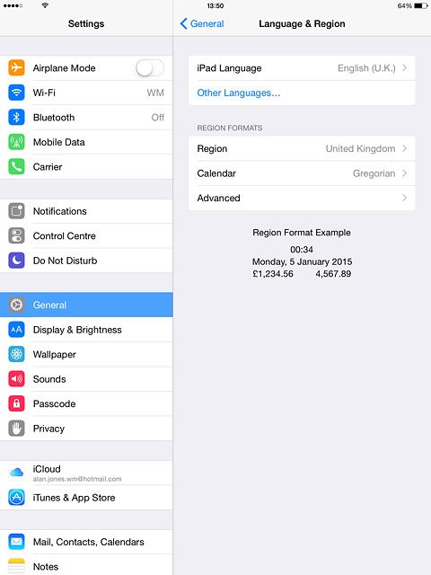 Press iPad Language.
