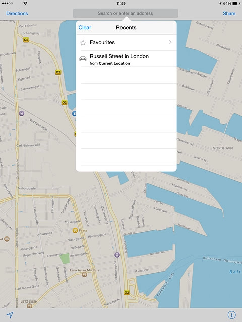 Press the required destination.