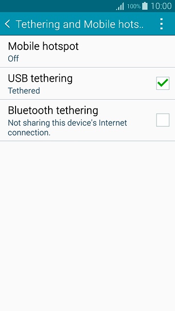 Press USB tethering until the function is turned on.