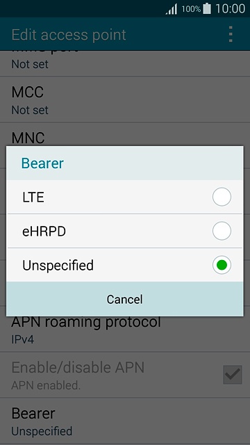 Press Unspecified.