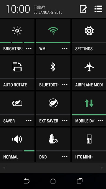 Slide two fingers down the display starting from the top edge of your phone.Press SETTINGS.