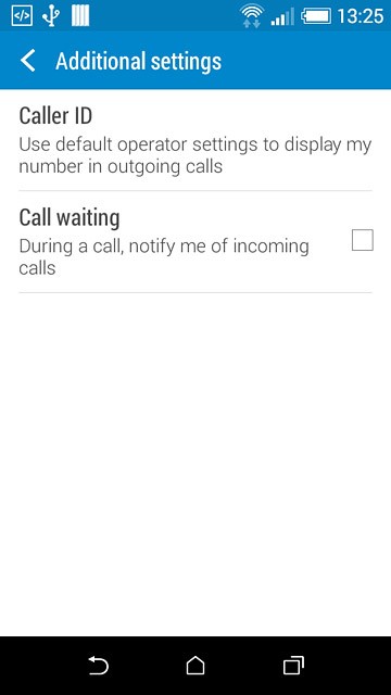 The current settings are displayed.Press Call waiting to turn the function on or off.